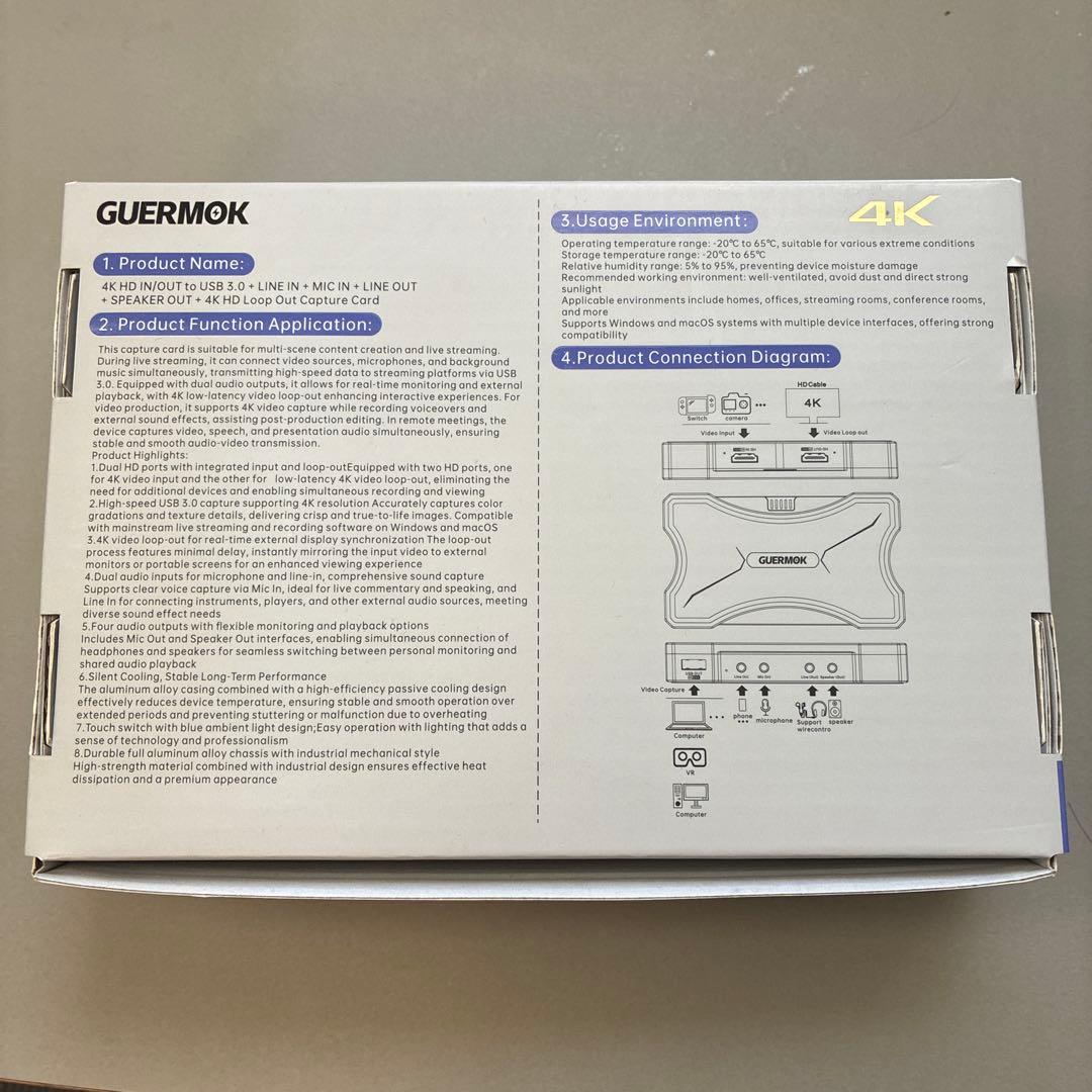 GUERMOK 4K Video Capture Cord キャプチャーボード