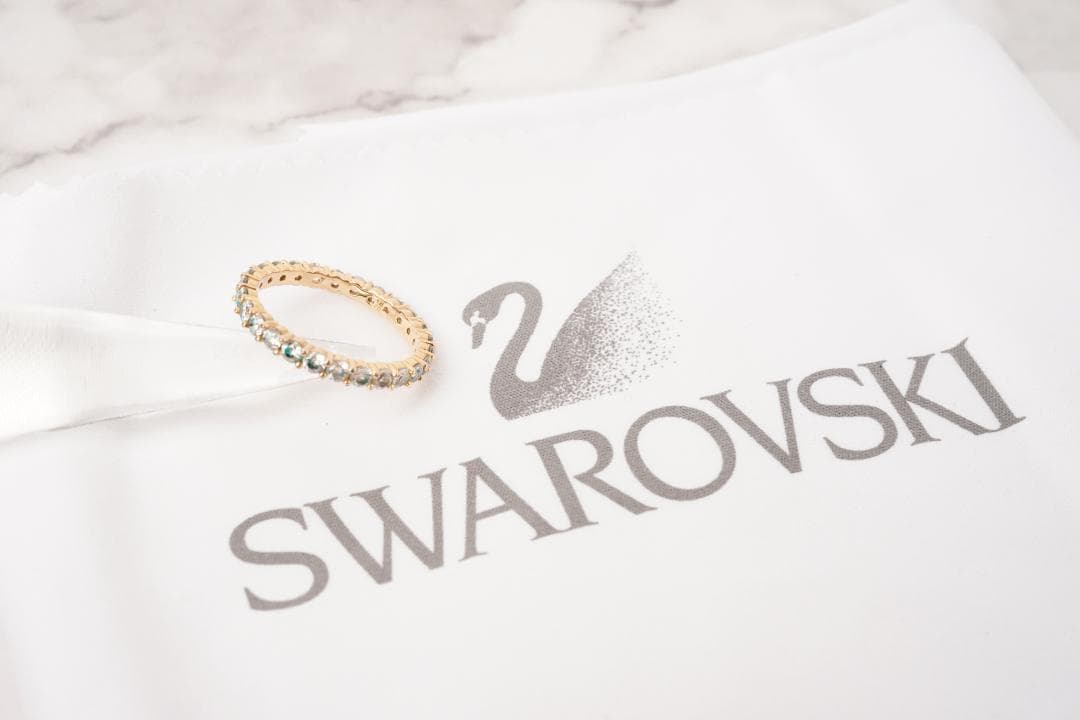 SWAROVSKI スワロフスキー リング58 ゴールド クリアストーン一面装飾