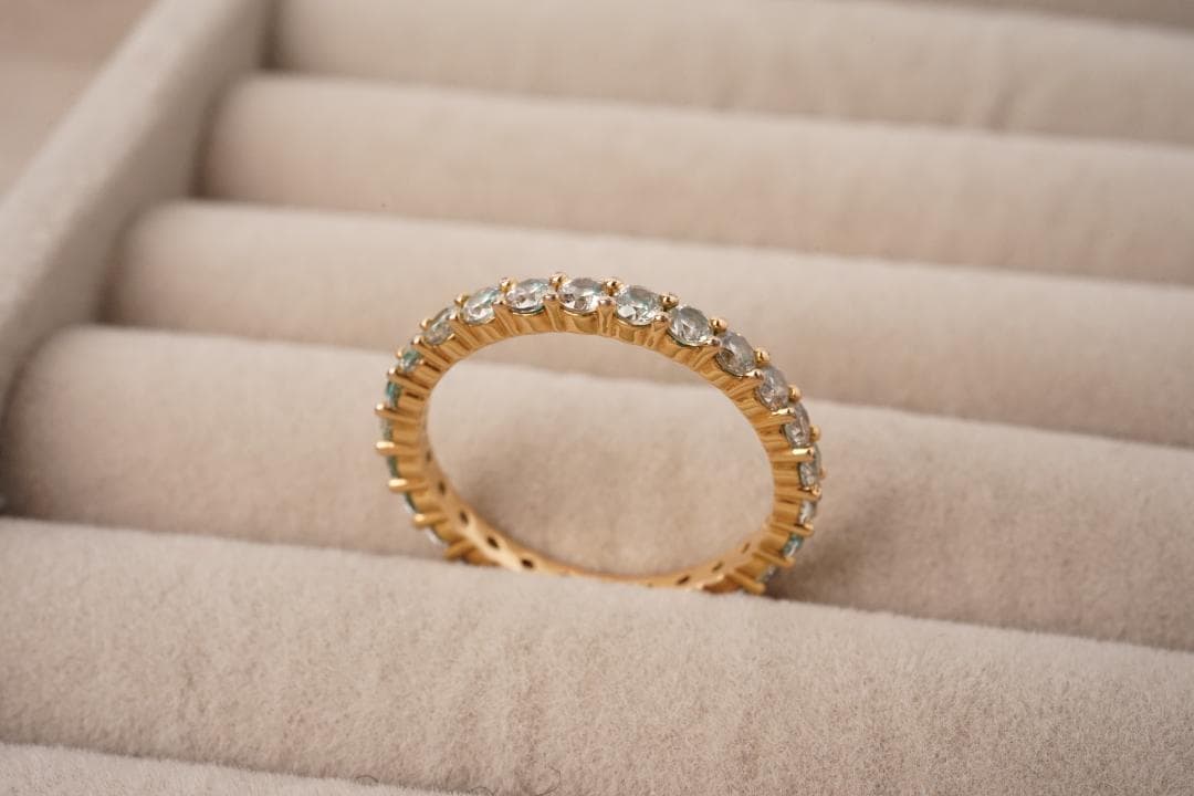 SWAROVSKI スワロフスキー リング58 ゴールド クリアストーン一面装飾