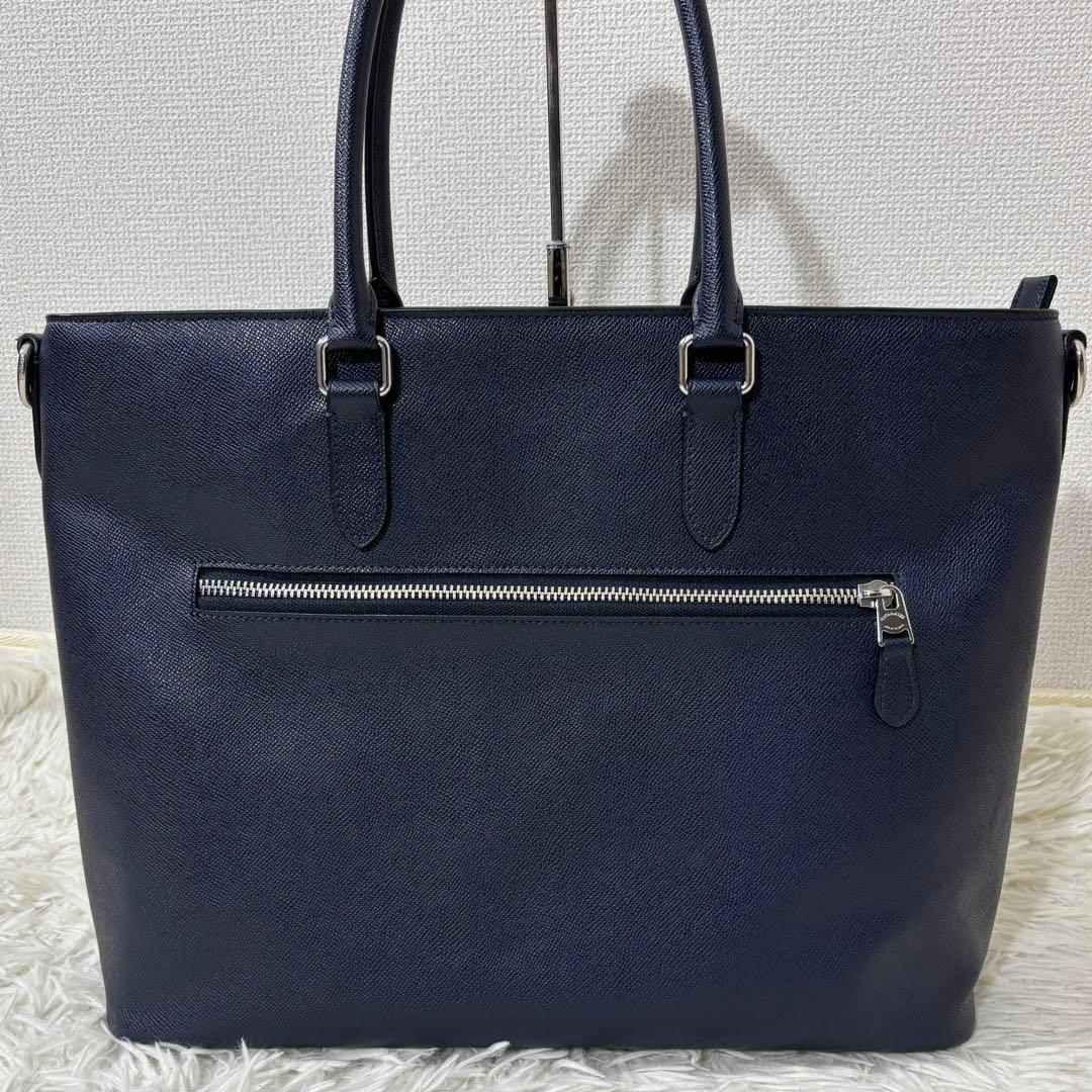 【美品】 COACH ベケット サファイアーノレザー トートバッグ ネイビー