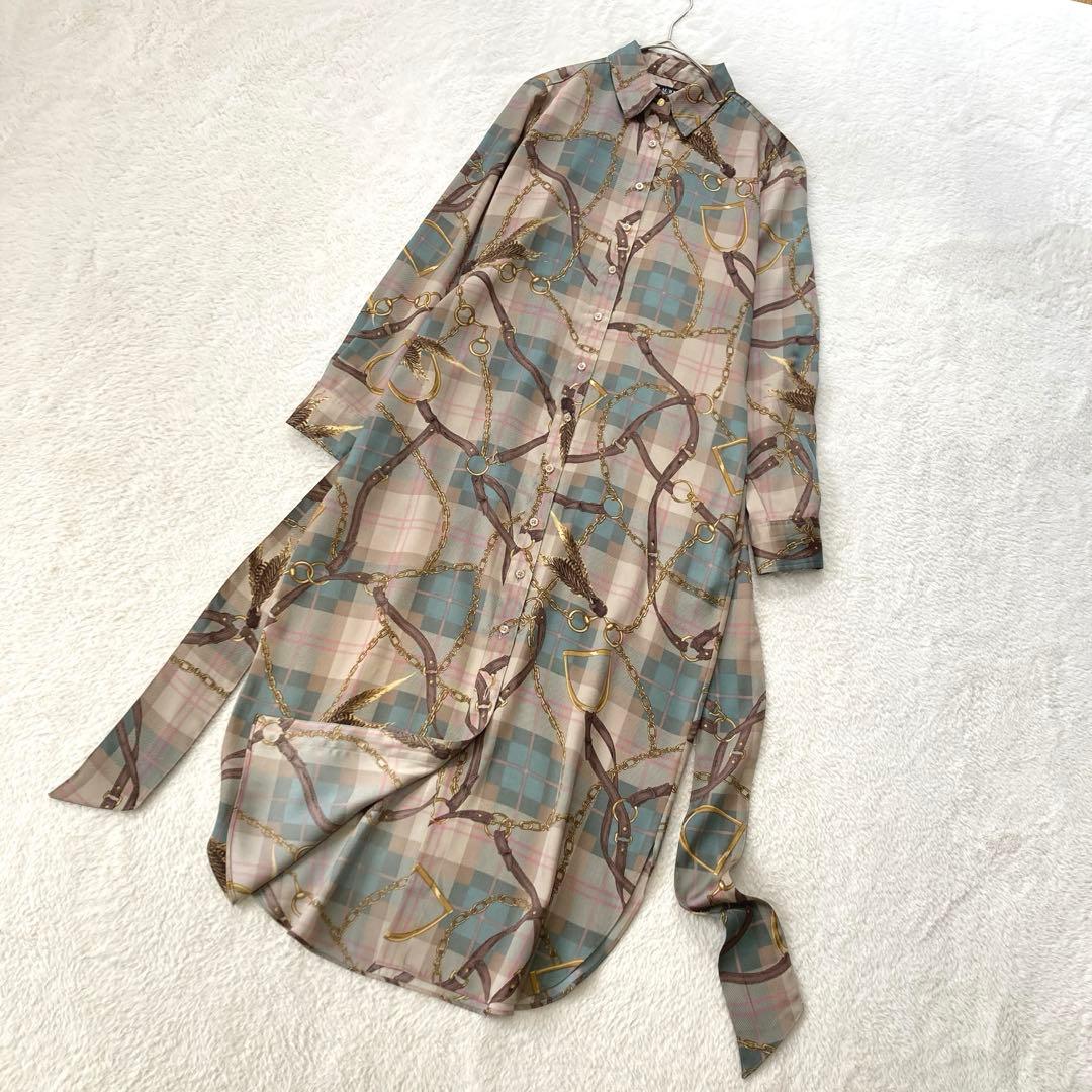 【新品タグ付】LAUREN RALPH LAUREN チェーン柄シャツワンピース