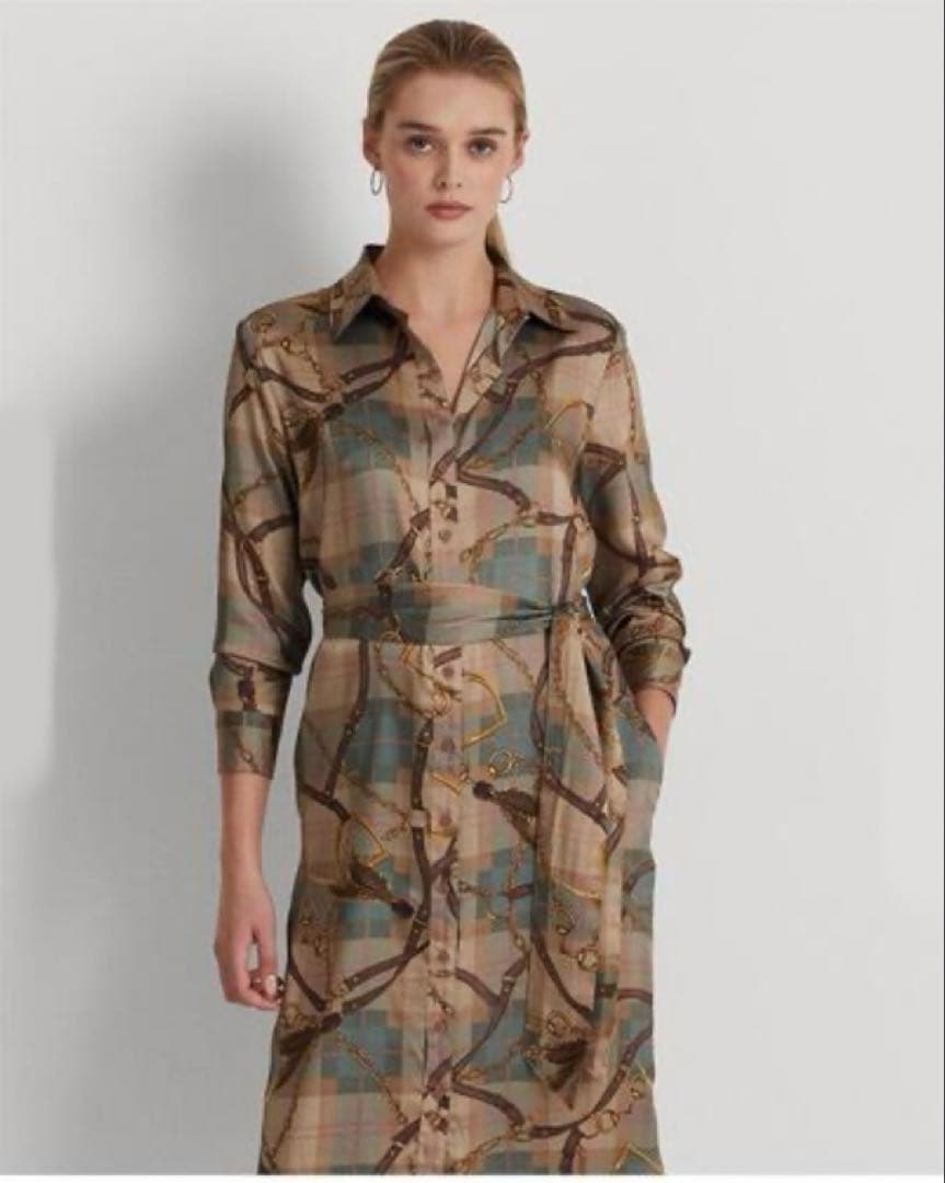 【新品タグ付】LAUREN RALPH LAUREN チェーン柄シャツワンピース