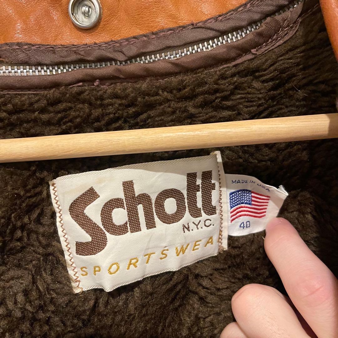 Schott ブラウン レザージャケット 40 G1 70s
