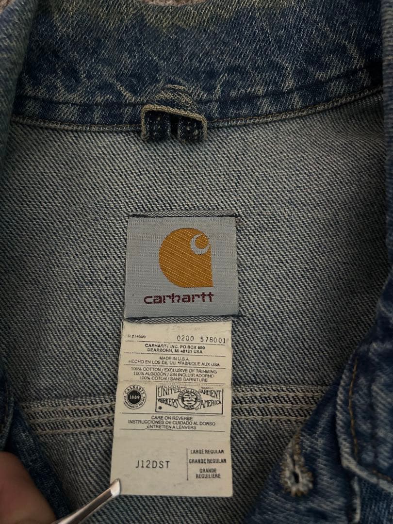 00s Carhartt USA製　カーハート デニムジャケット　希少　刺繍付