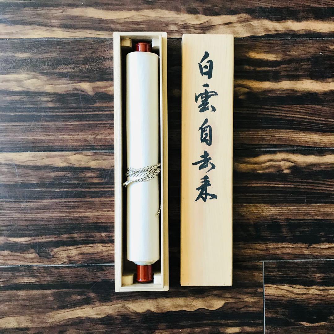 黄檗宗 萬福寺 奥田行朗 白雲自去来 一行書 共箱 掛軸 茶掛 茶道具O-79