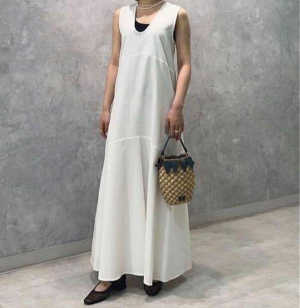 ☆新品タグ付き☆BACCA コットンピケバックリボンドレス　ロングワンピース