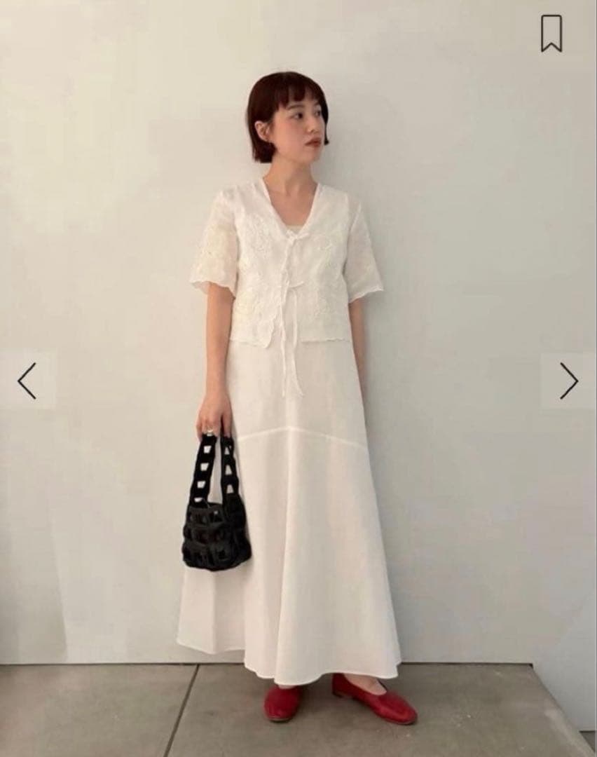 ☆新品タグ付き☆BACCA コットンピケバックリボンドレス　ロングワンピース
