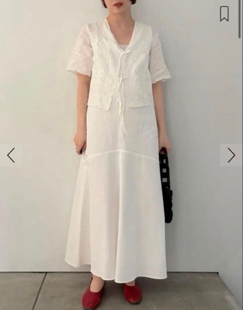 ☆新品タグ付き☆BACCA コットンピケバックリボンドレス　ロングワンピース