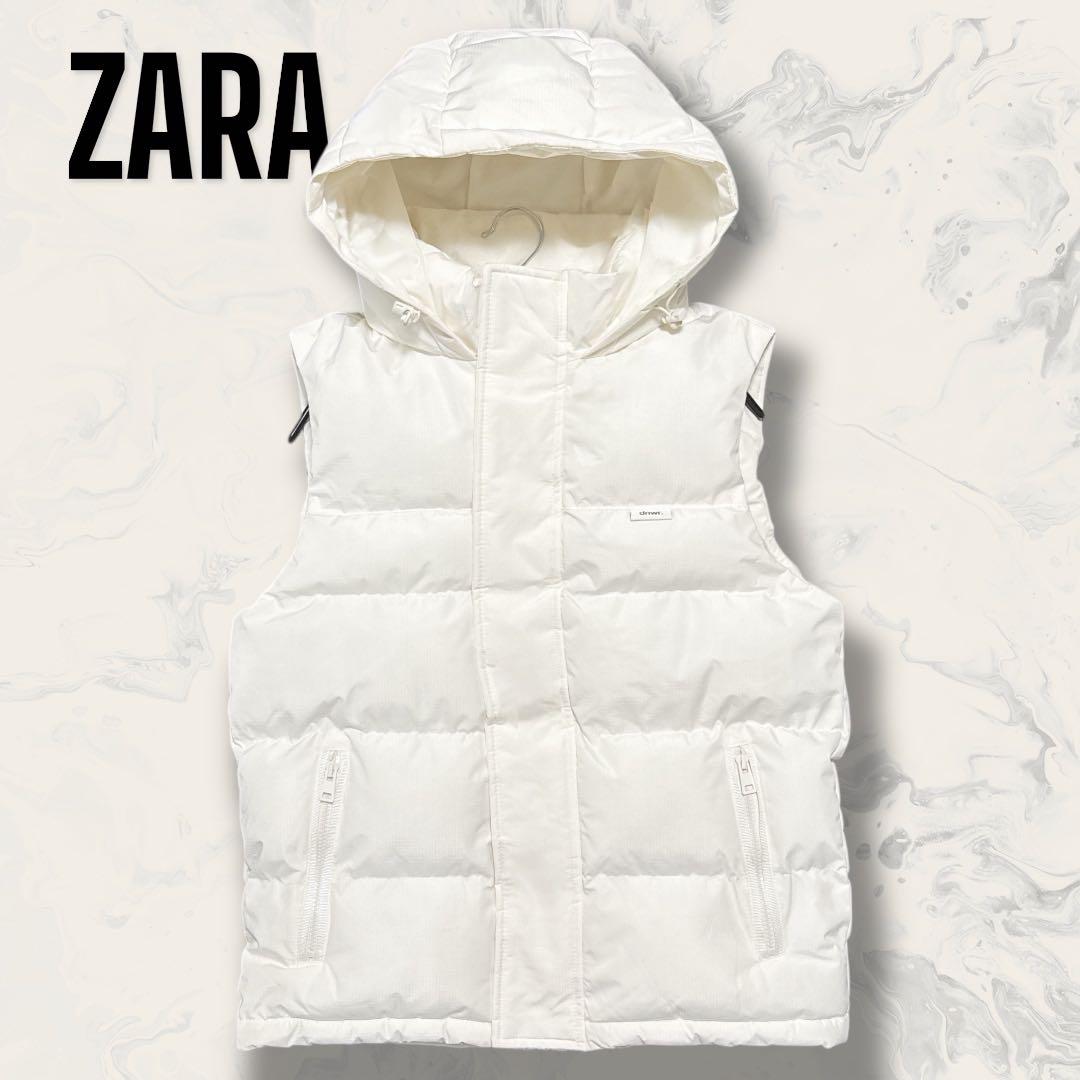 【未使用】 ZARA dnwr. フード付き 中綿 ダウン ベスト アイボリー