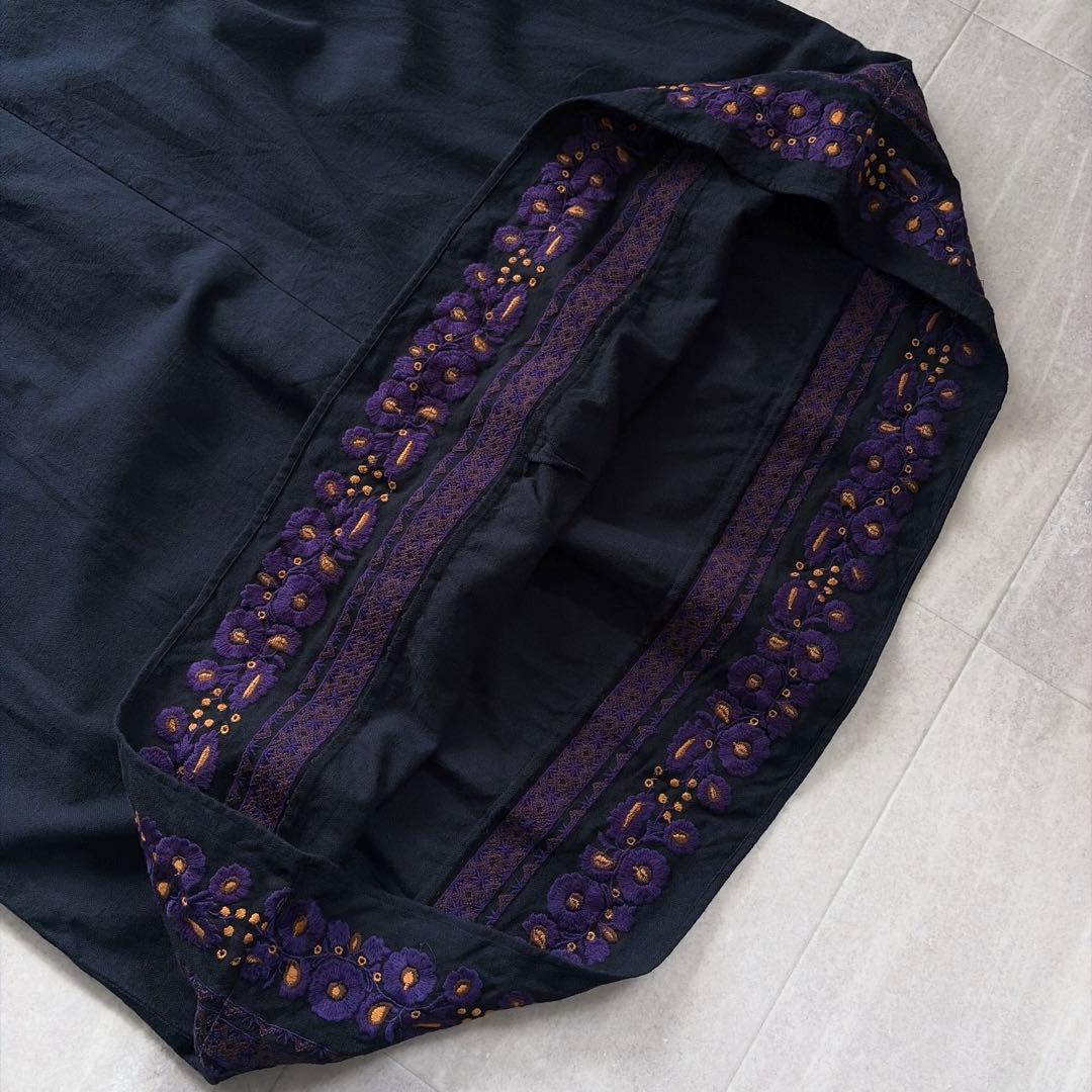 Freada フリーダ 刺繍 スモッグ ワンピース ギャザースリーブ 厚手