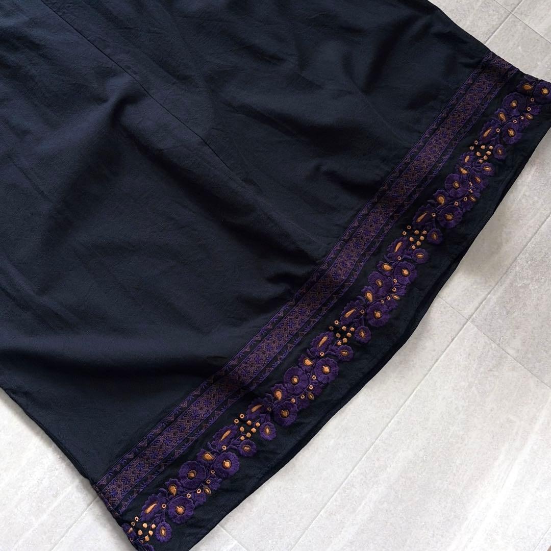 Freada フリーダ 刺繍 スモッグ ワンピース ギャザースリーブ 厚手