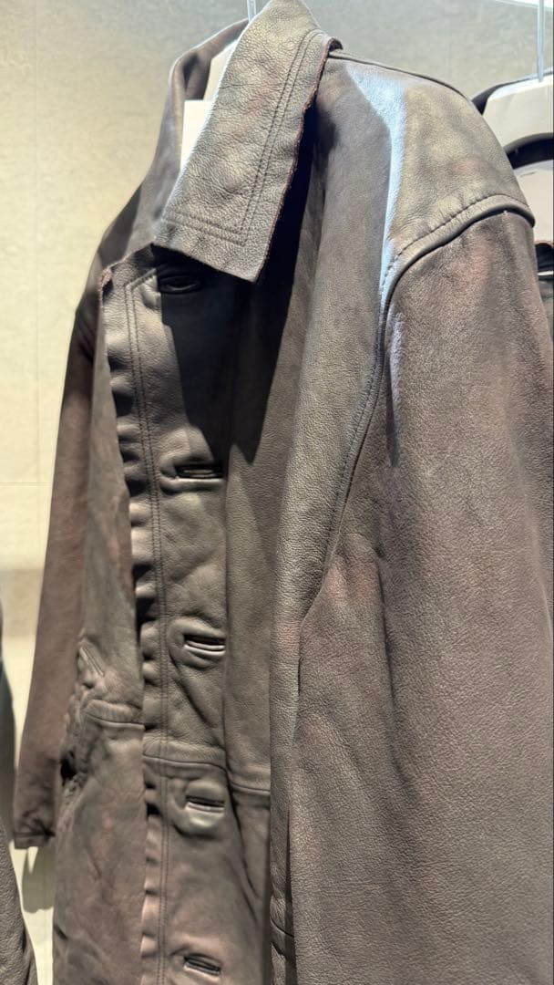 ANCELLM × YOKE LEATHER CUT OFF HALF COAT