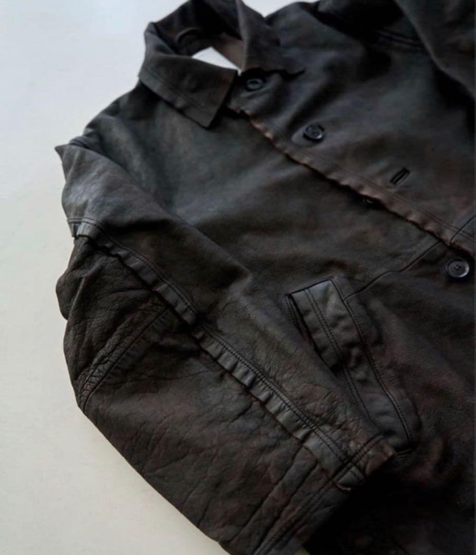 ANCELLM × YOKE LEATHER CUT OFF HALF COAT