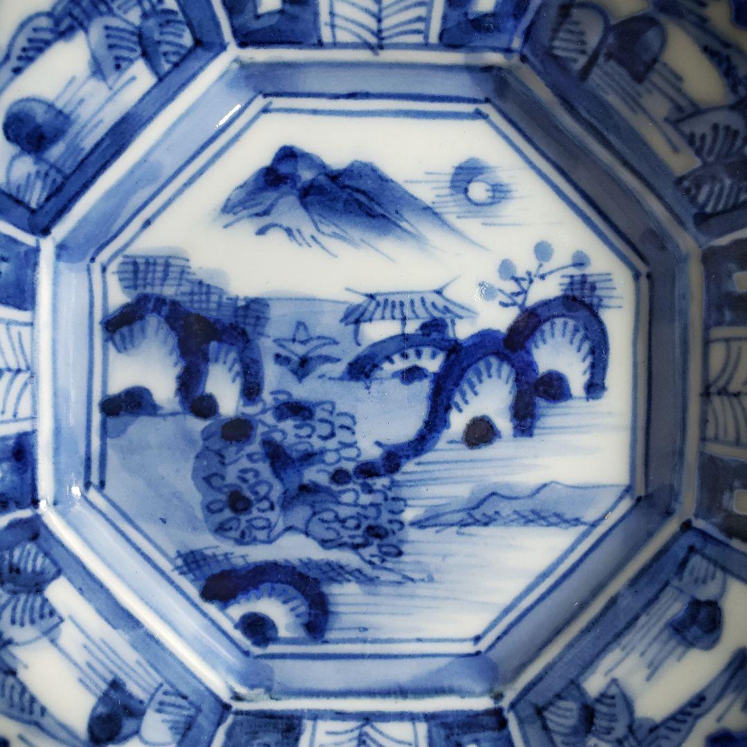 古伊万里　皿　染付　八角皿　輪花皿　変形皿　　江戸　明治　訳あり