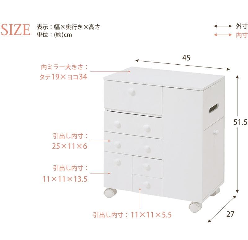 送料無料【新品】これ便利！　たっぷり収納 多機能 コスメ ワゴン