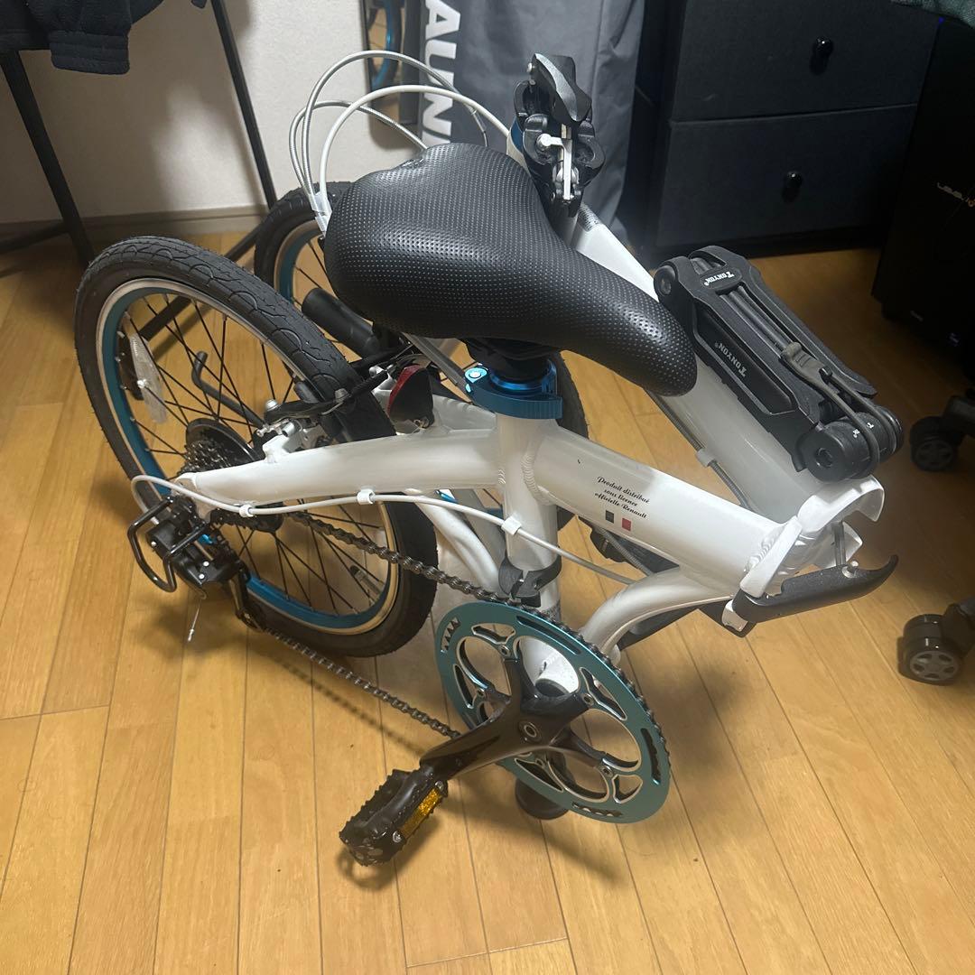 ホワイト 折りたたみ自転車 コンパクト