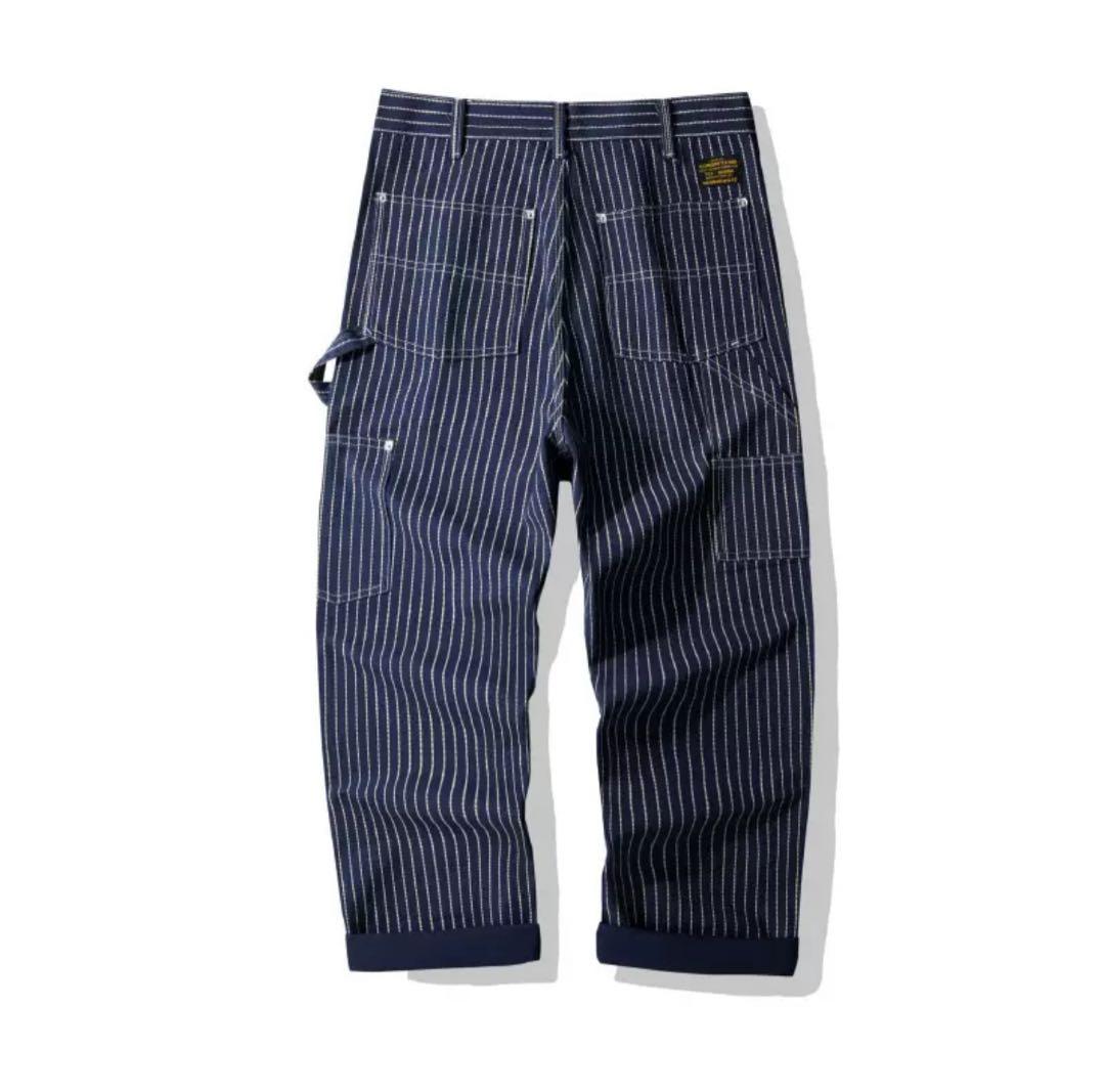 【typeＤ-Ｌ】 ウォバッシュ　ストライプ　デニム　パンツ　ヒッコリー　メンズ