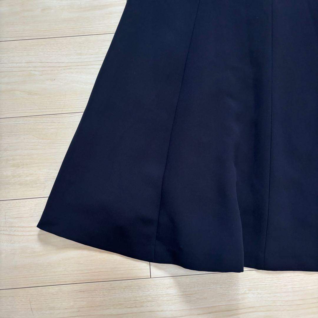 【極美品】ANAYI アナイ ジョーゼットボートネックワンピース　ネイビー