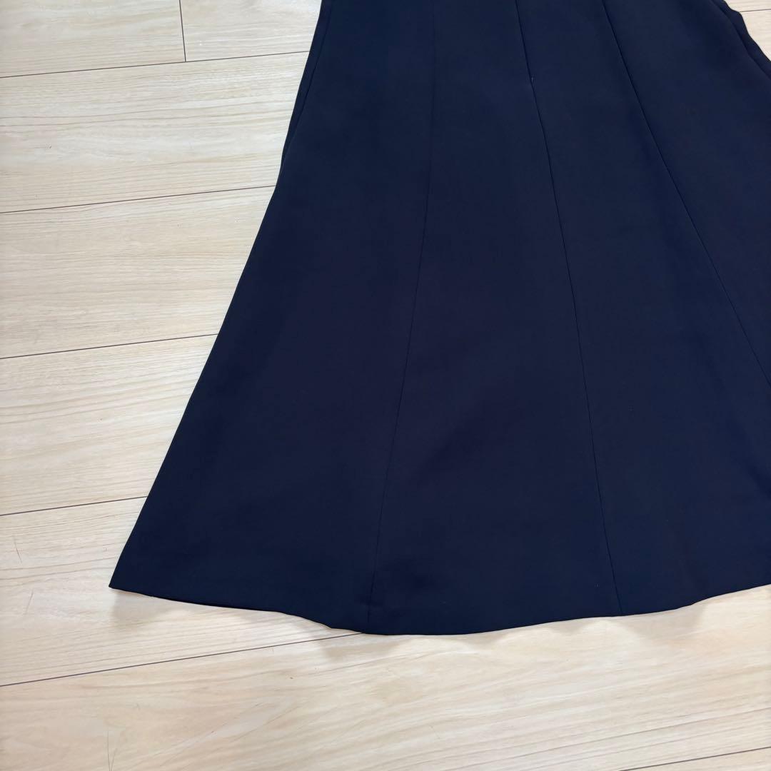 【極美品】ANAYI アナイ ジョーゼットボートネックワンピース　ネイビー
