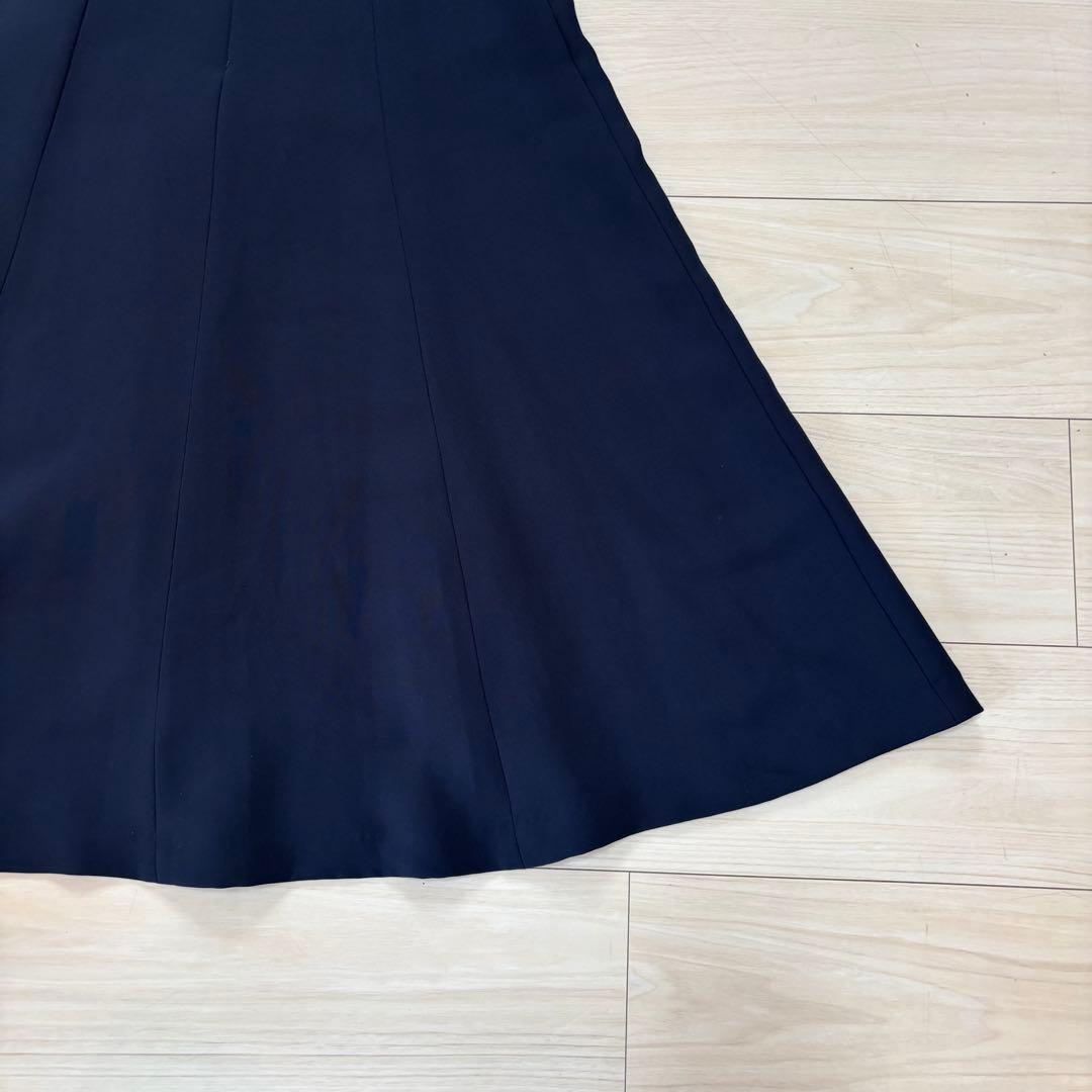 【極美品】ANAYI アナイ ジョーゼットボートネックワンピース　ネイビー
