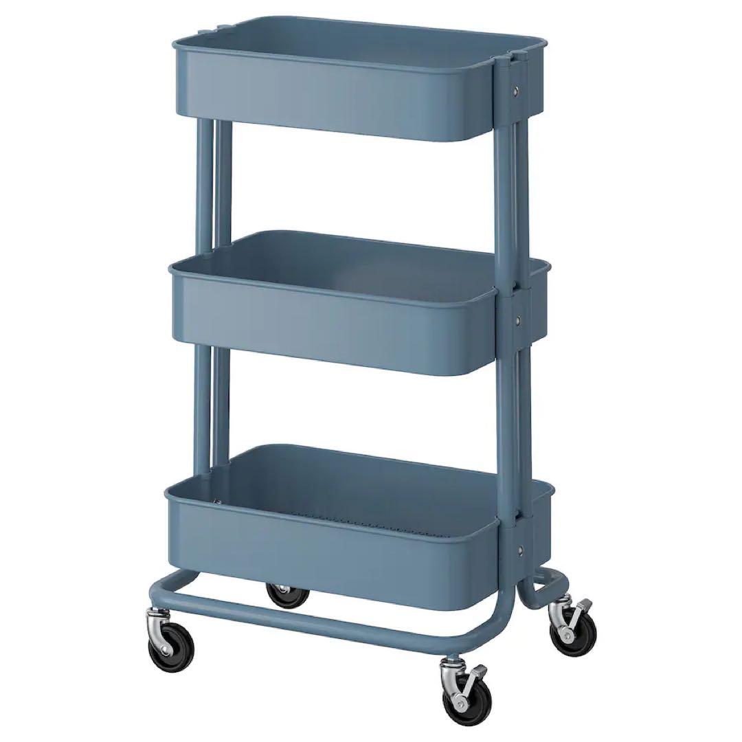 IKEA イケア ロースコグ ワゴン 35x45x77cm グレーブルー