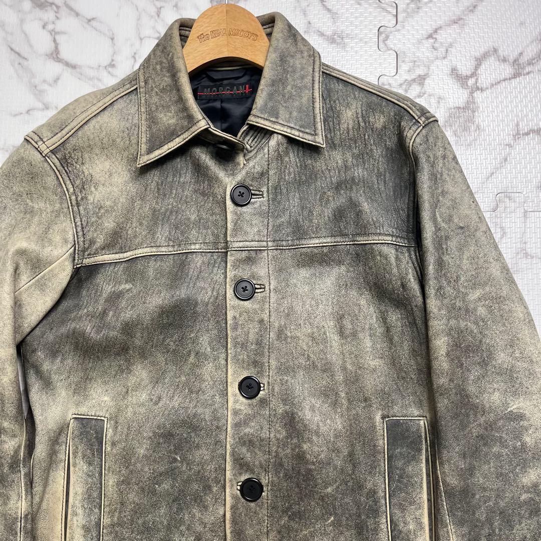 雰囲気抜群✨モーガン レザージャケット ジージャンタイプ vintage加工 羊