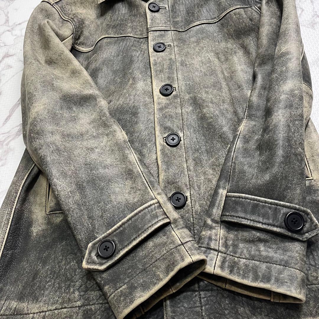 雰囲気抜群✨モーガン レザージャケット ジージャンタイプ vintage加工 羊
