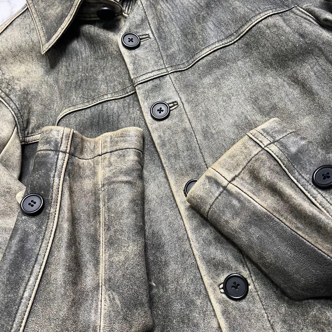 雰囲気抜群✨モーガン レザージャケット ジージャンタイプ vintage加工 羊