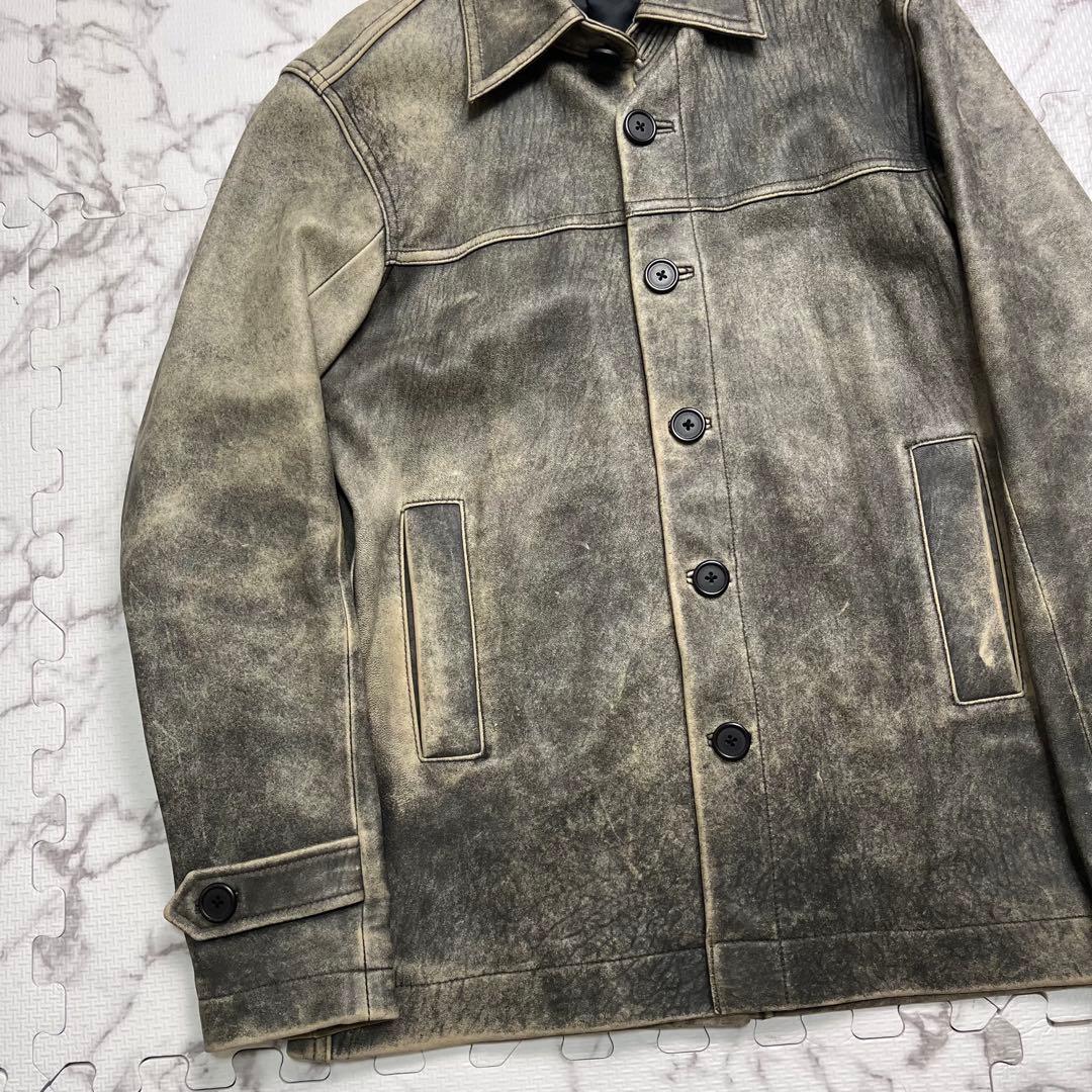 雰囲気抜群✨モーガン レザージャケット ジージャンタイプ vintage加工 羊