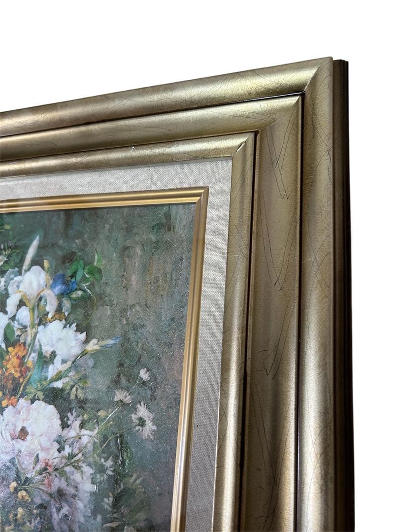 美品【ルノワール】『春の花』立体複製名画　油絵　絵画　インテリア　贈り物　新築