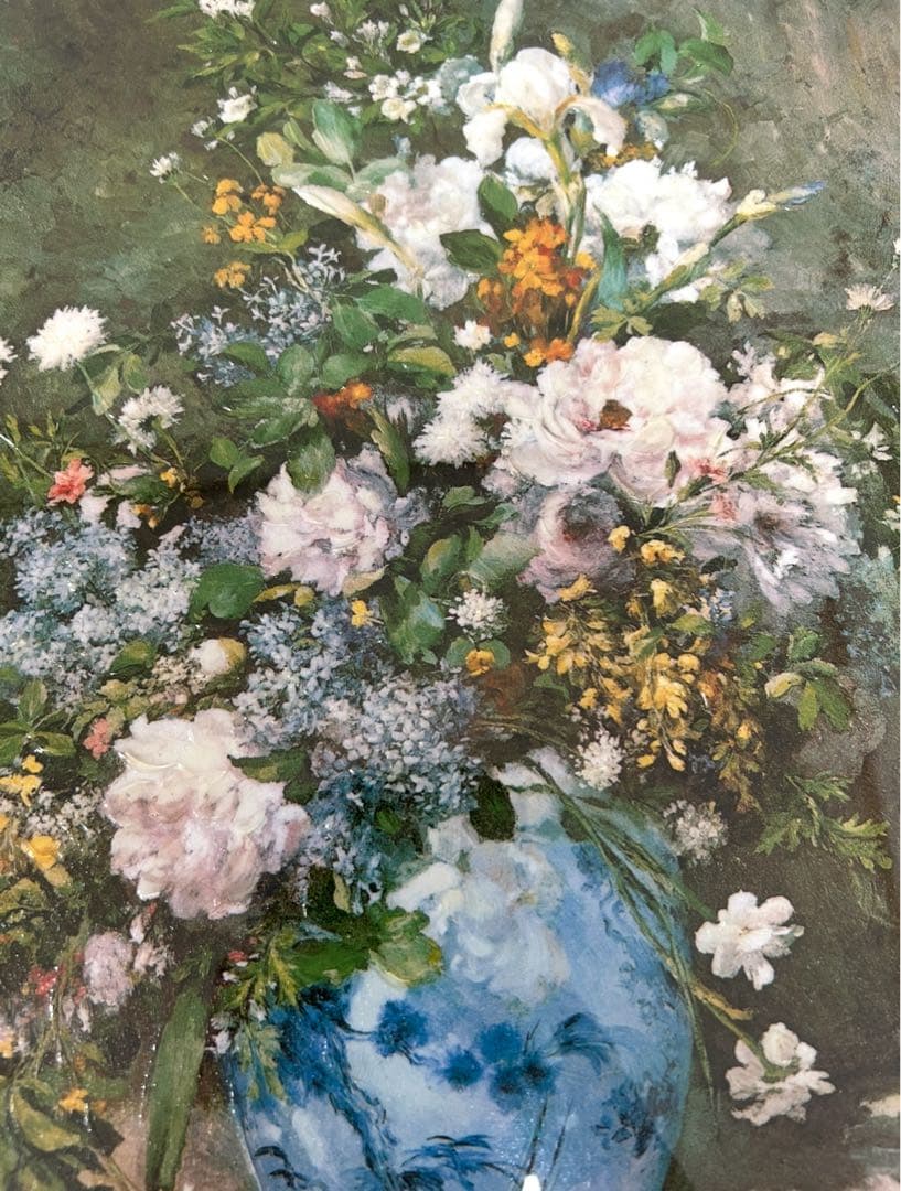 美品【ルノワール】『春の花』立体複製名画　油絵　絵画　インテリア　贈り物　新築