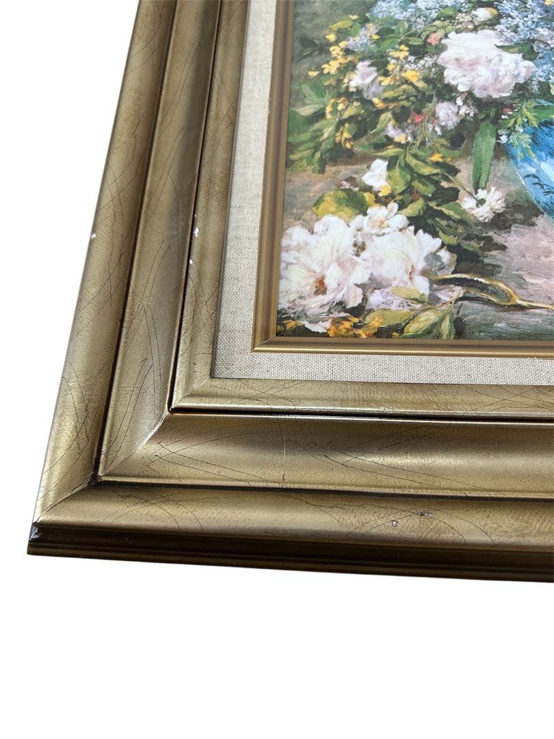 美品【ルノワール】『春の花』立体複製名画　油絵　絵画　インテリア　贈り物　新築