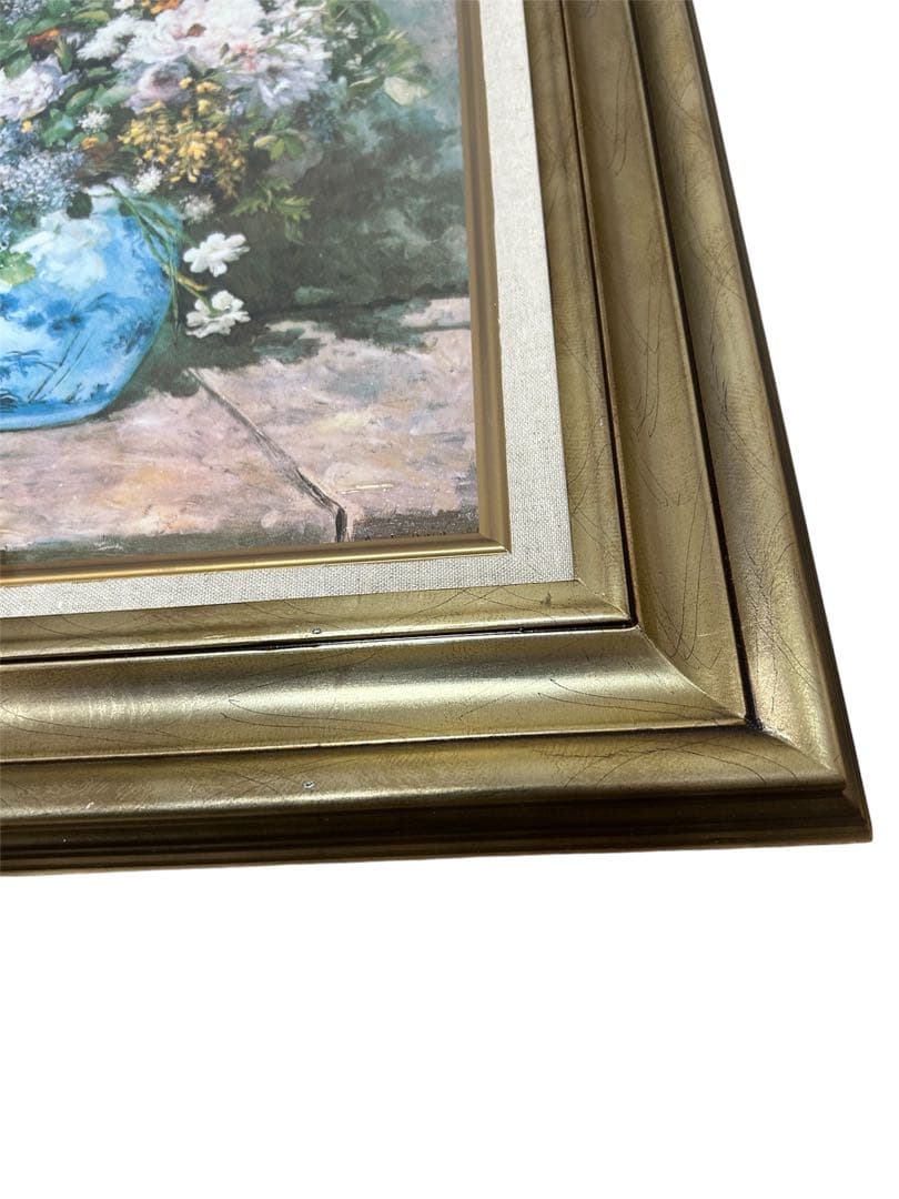 美品【ルノワール】『春の花』立体複製名画　油絵　絵画　インテリア　贈り物　新築