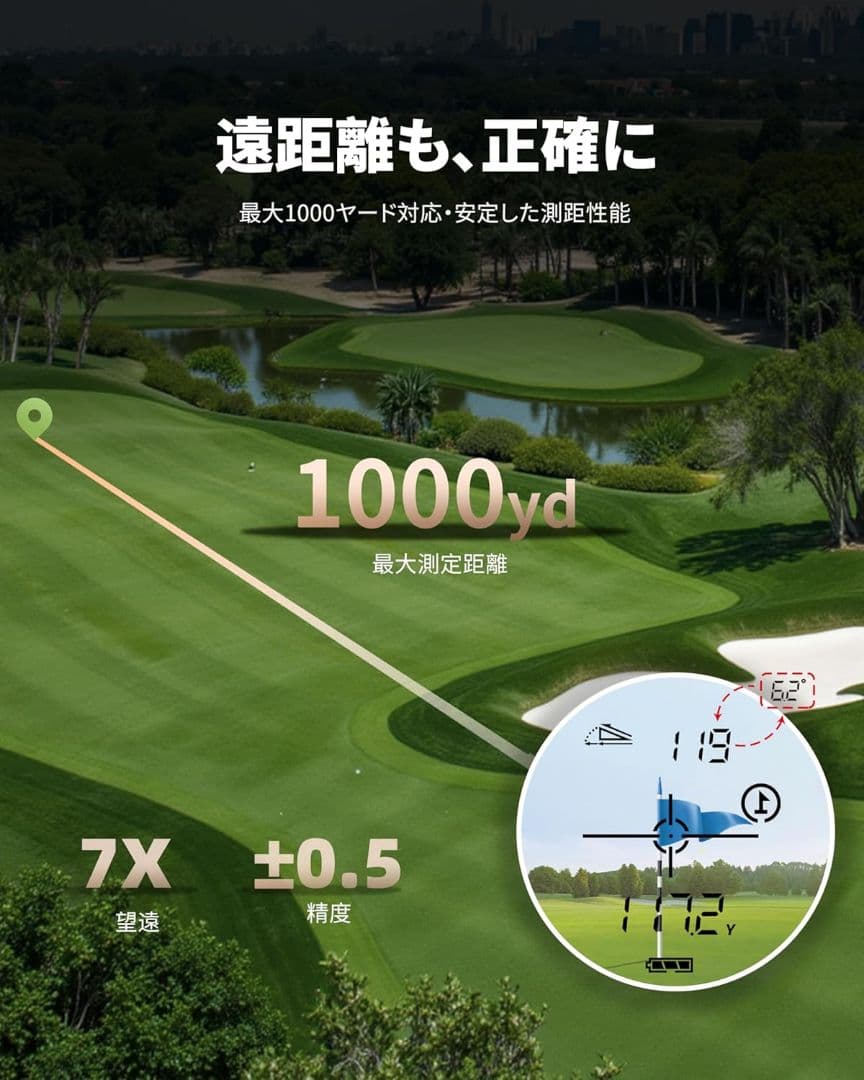 DORMIE T80 ゴルフレーザー距離計 1000yd ピンロックスロープ機能