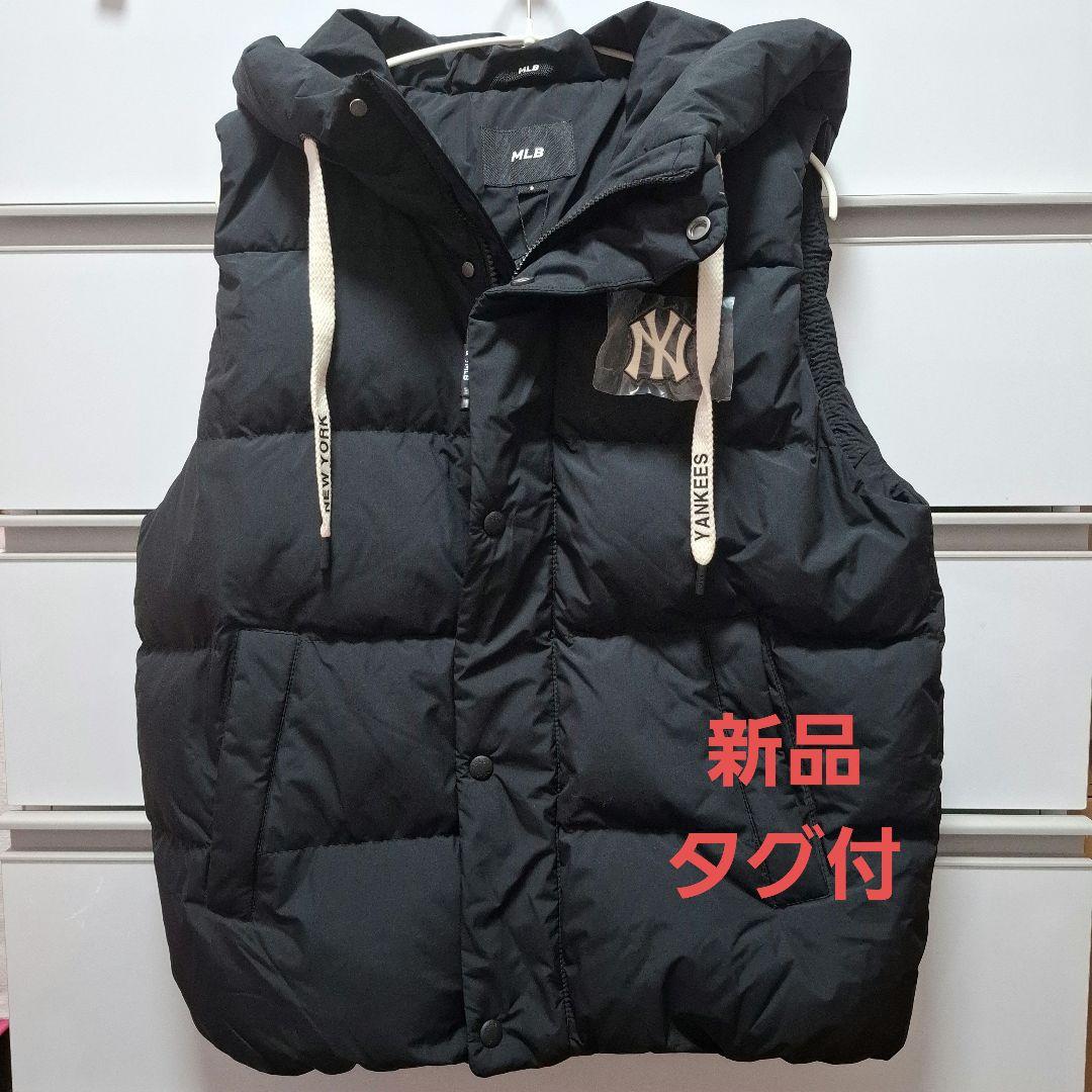 新品未使用タグ付★MLB Korea★NY半袖ダウンベスト★ブラック★S★匿名
