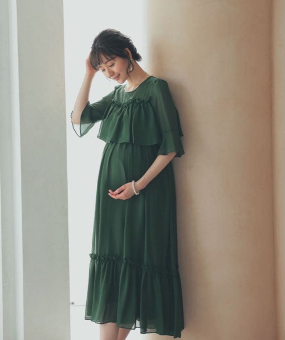 【妊婦・授乳ドレス】S ブラック 授乳口付きマタニティパーティードレス 結婚式