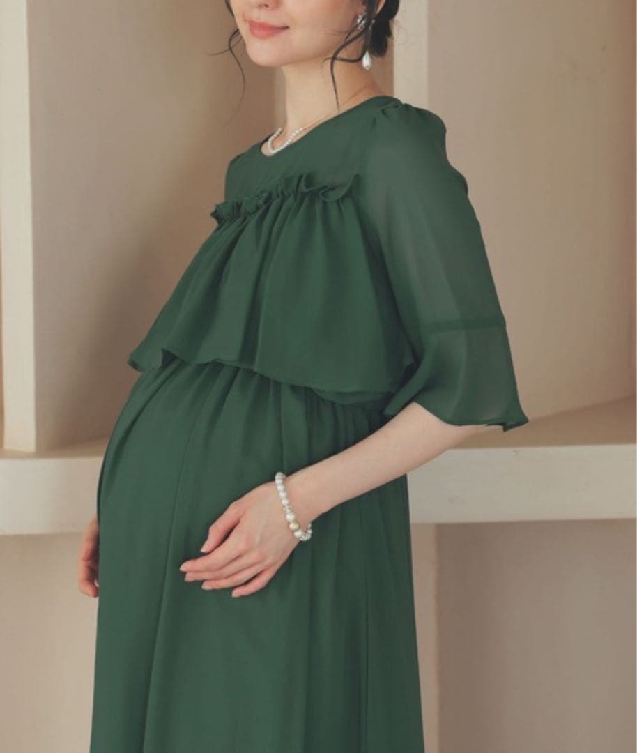 【妊婦・授乳ドレス】S ブラック 授乳口付きマタニティパーティードレス 結婚式