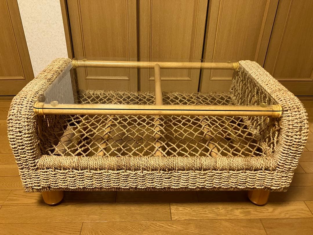 【ttm】アジアン家具　センターテーブル　ガラステーブル【関西一部地域限定