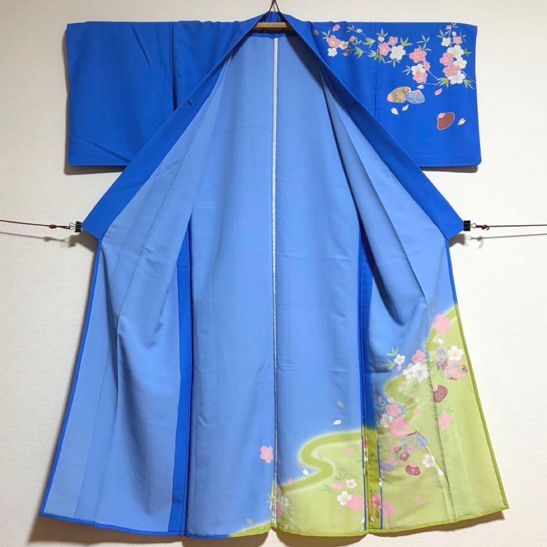 【舞台衣装】 。桜に貝合わせのような模様 単衣 バチ衿 身丈約161cm