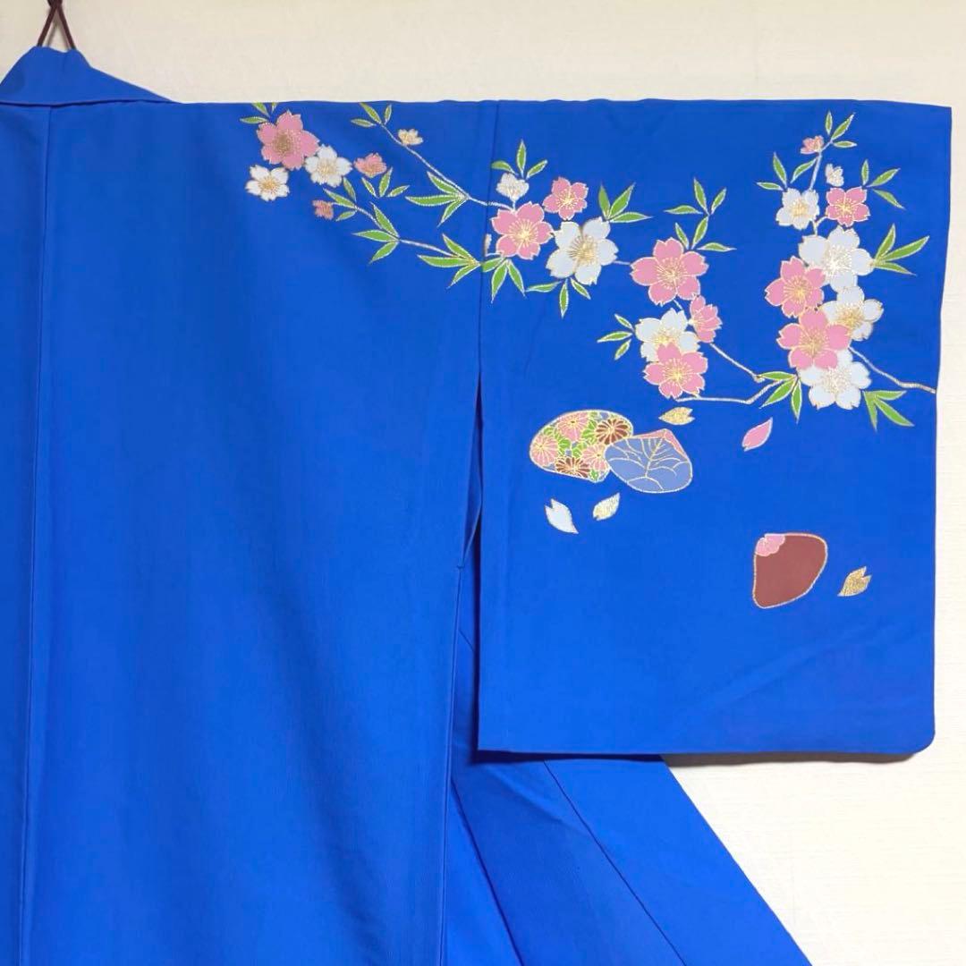 【舞台衣装】 。桜に貝合わせのような模様 単衣 バチ衿 身丈約161cm