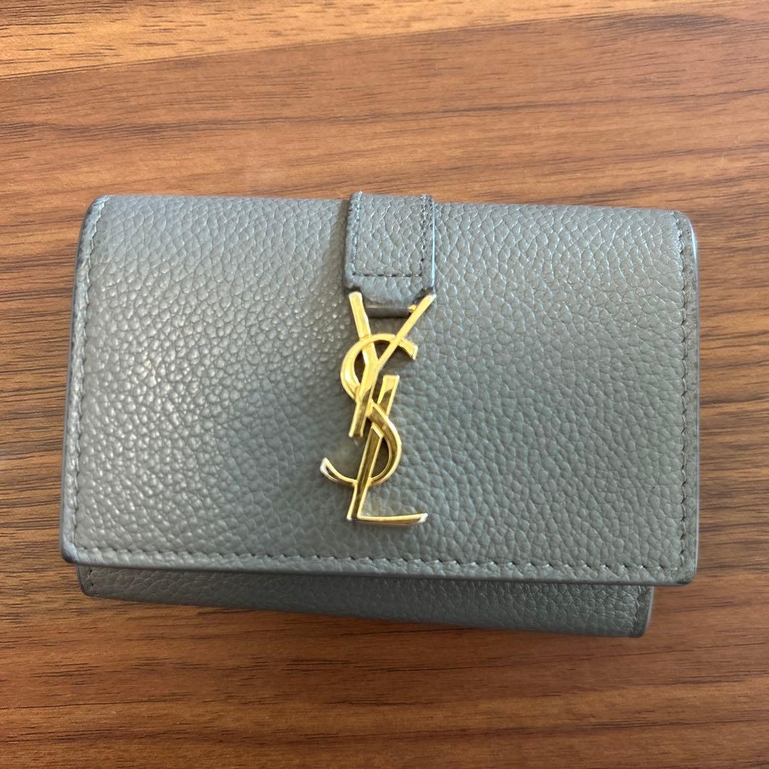 SAINT LAURENT グレー レザー キーケース
