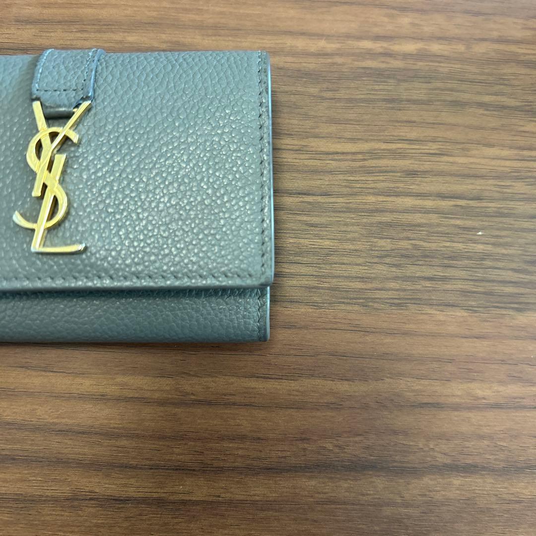 SAINT LAURENT グレー レザー キーケース