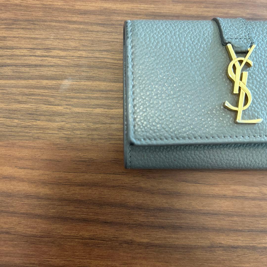 SAINT LAURENT グレー レザー キーケース