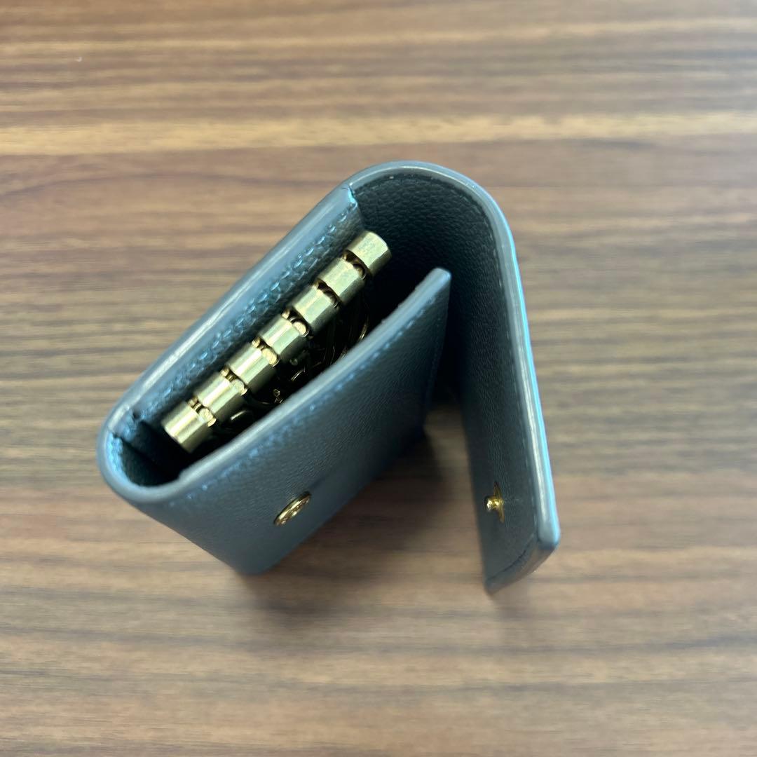 SAINT LAURENT グレー レザー キーケース