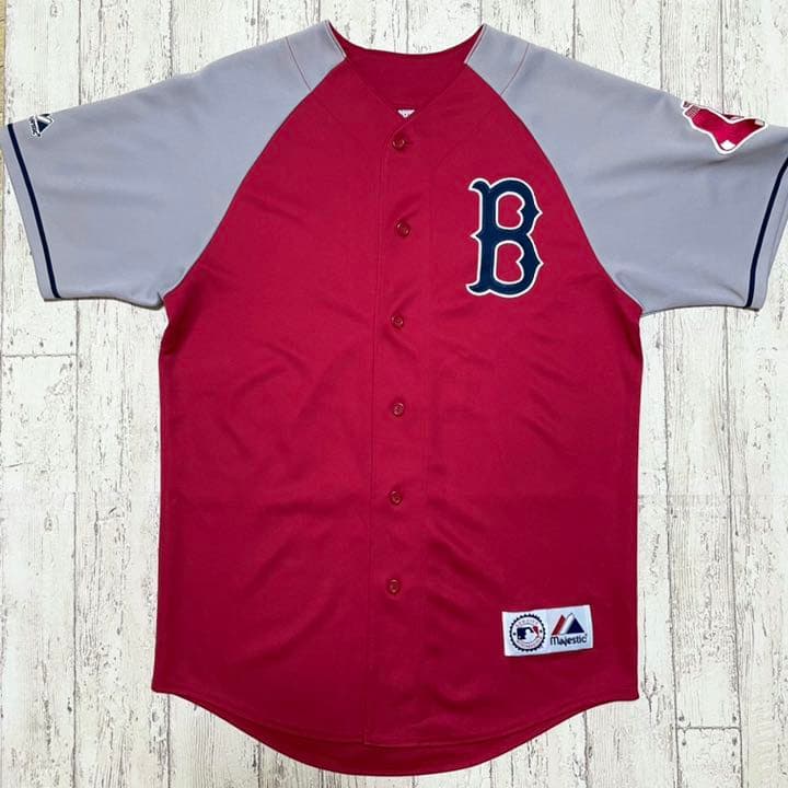 【US古着】 マジェスティック MLB メジャー レッドソックス ゲームシャツ