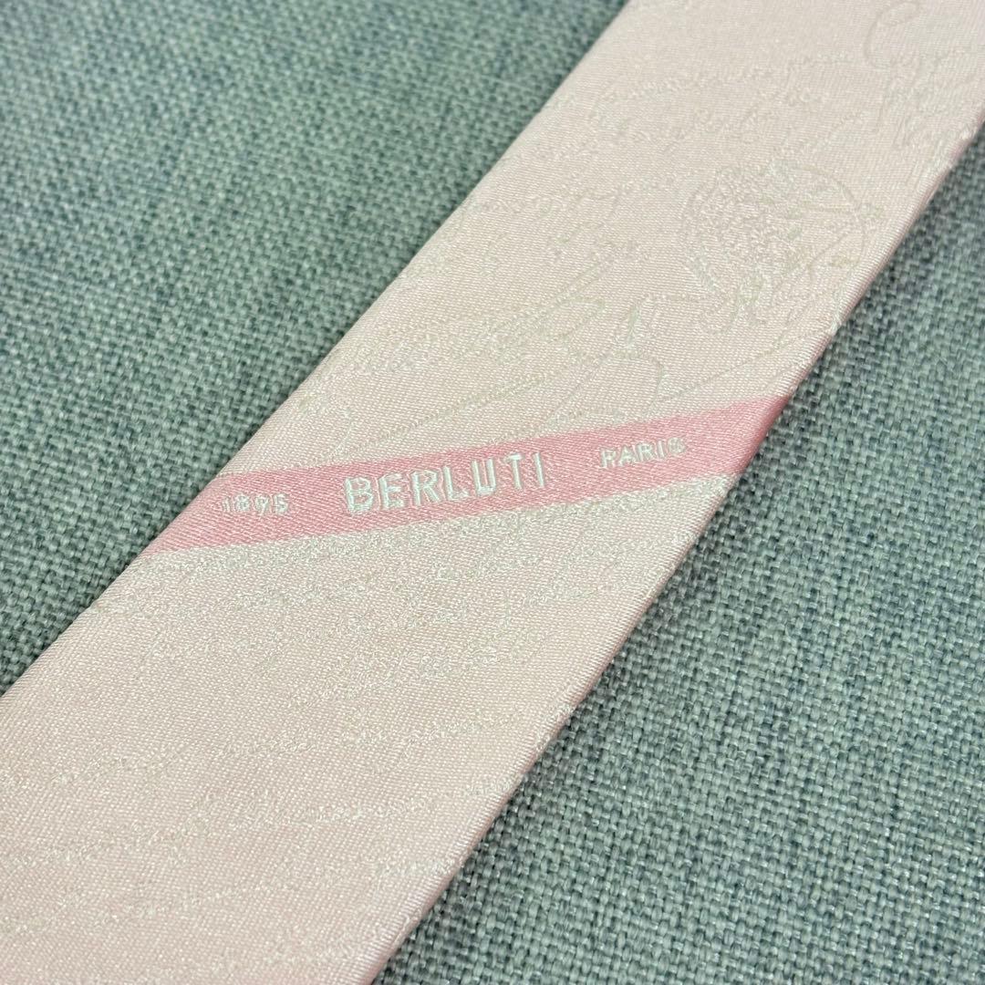 美品 Berluti ベルルッティ スクリット カリグラフィ シルク ネクタイ