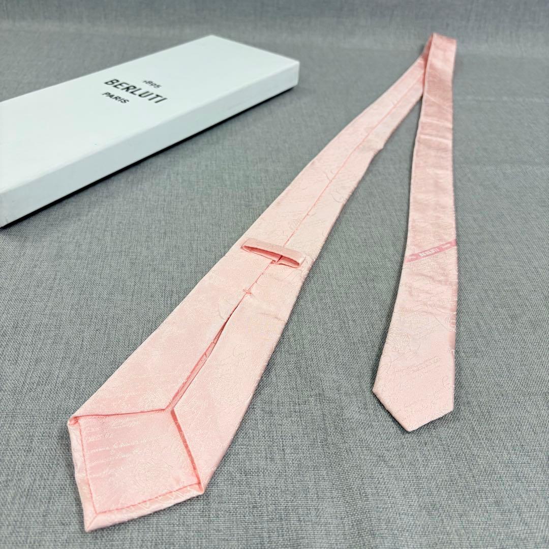 美品 Berluti ベルルッティ スクリット カリグラフィ シルク ネクタイ