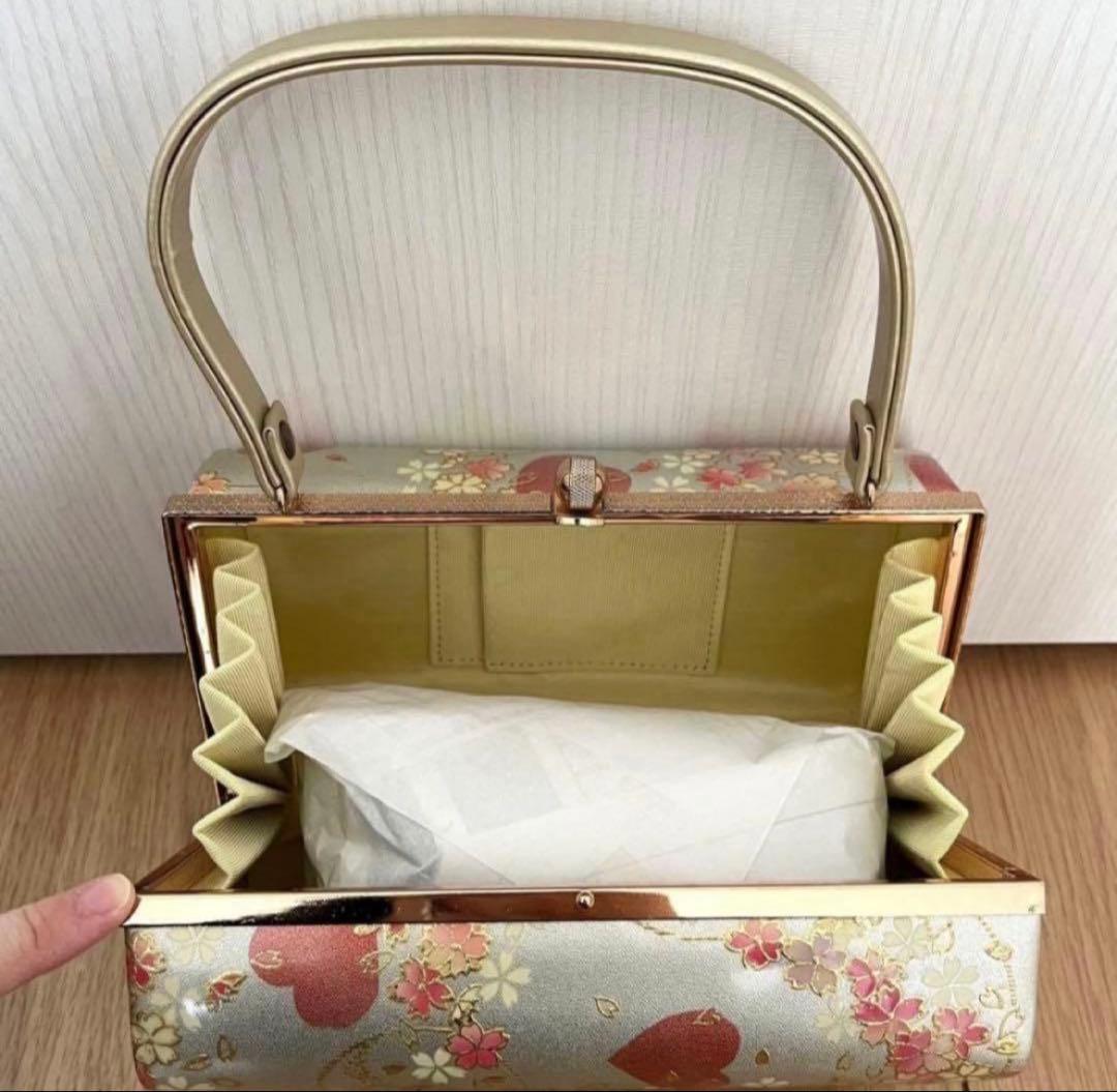 【最終値下げ！】成人式バッグ＆草履セット ゴールド 花 ハート 和装