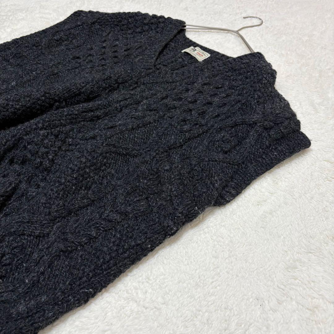 KHWOPA HAND KNIT ケーブルハンドニット ベスト ウール100%