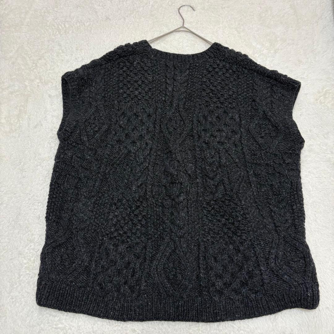 KHWOPA HAND KNIT ケーブルハンドニット ベスト ウール100%